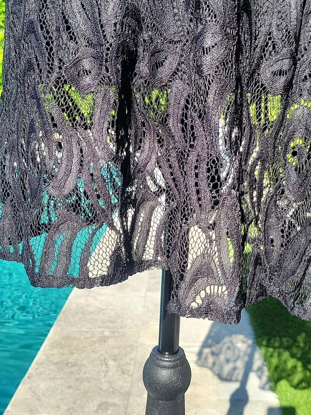 Black Lace Swim Cover Top 3X